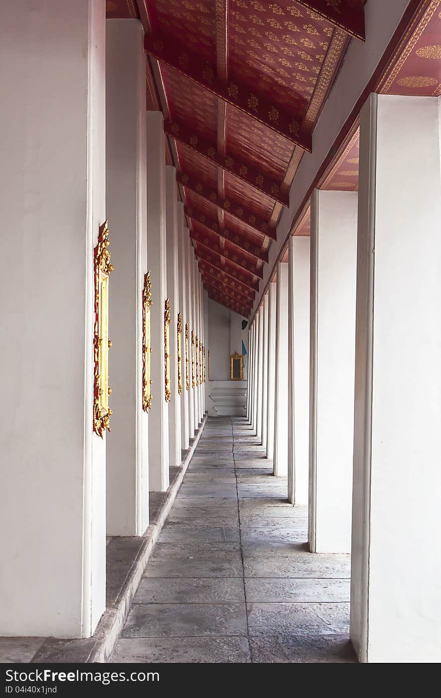 Temple walkway in wat prakraew, thailand