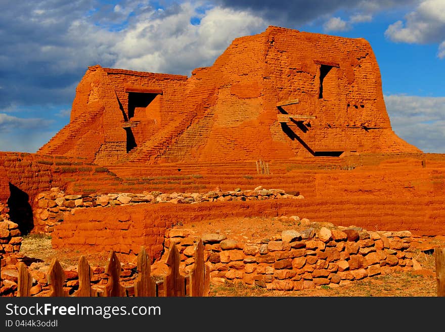 Pecos ruin  Native American pueblo consolidated by 1300 with spanish colonial churches built about 1615 and rebuilt in 1700.  All abandon by 1821. Pecos ruin  Native American pueblo consolidated by 1300 with spanish colonial churches built about 1615 and rebuilt in 1700.  All abandon by 1821.