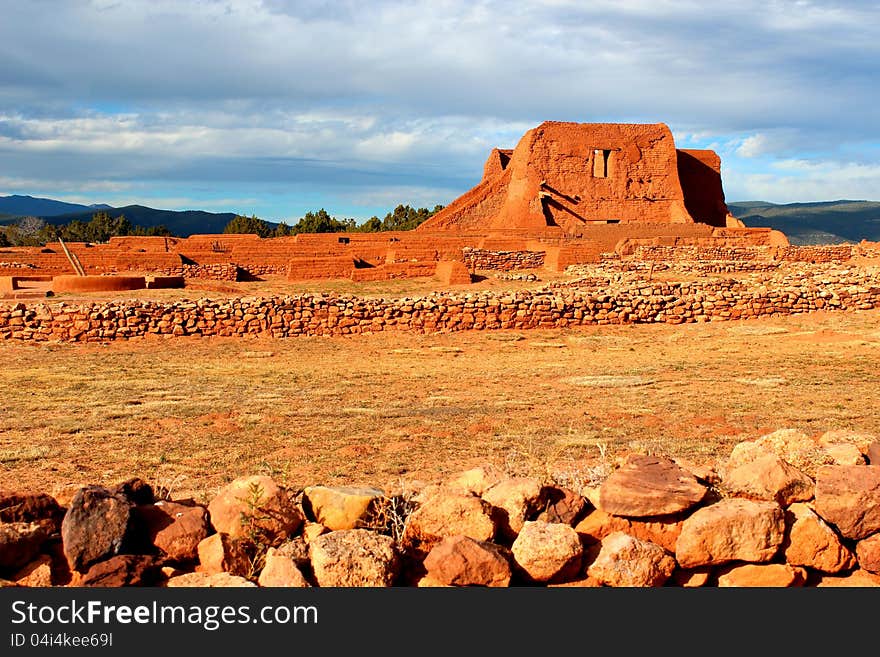 Pecos ruin  Native American pueblo consolidated by 1300 with spanish colonial churches built about 1615 and rebuilt in 1700.  All abandon by 1821. Pecos ruin  Native American pueblo consolidated by 1300 with spanish colonial churches built about 1615 and rebuilt in 1700.  All abandon by 1821.