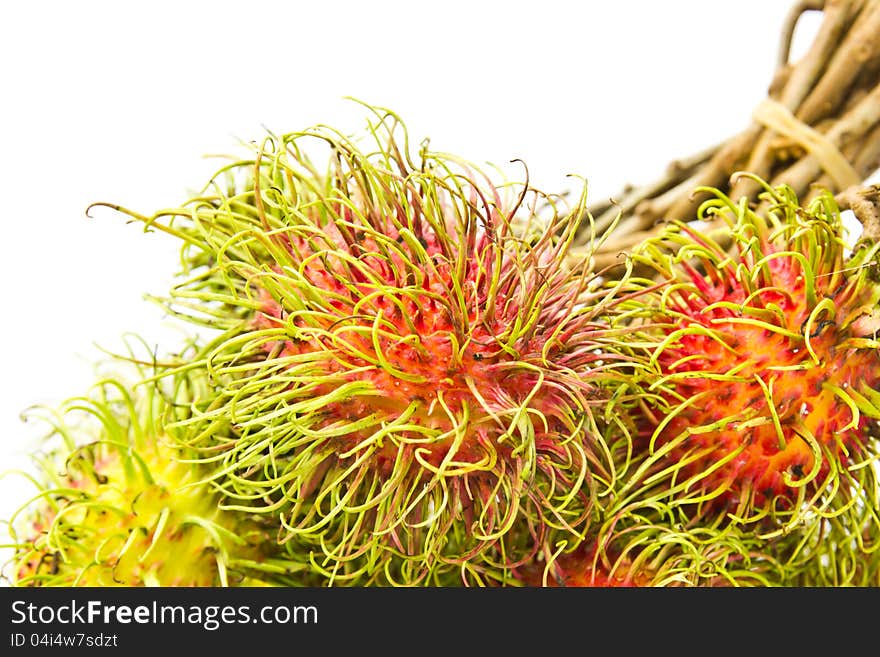 Bunch Of Ripe Rambutan on white background. Bunch Of Ripe Rambutan on white background