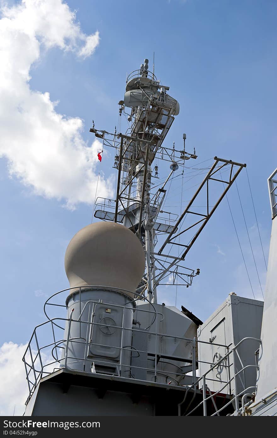 View ot the radar tower on the warship.