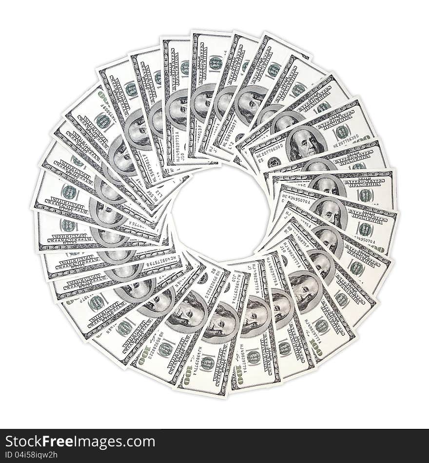 Photography of the dollars liing ring on white background. Photography of the dollars liing ring on white background