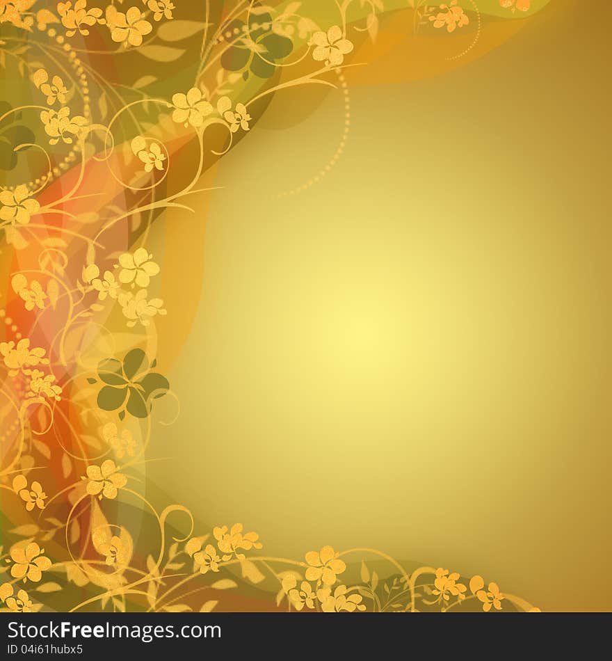 Golden yellow colorful flowers background with text area. Golden yellow colorful flowers background with text area