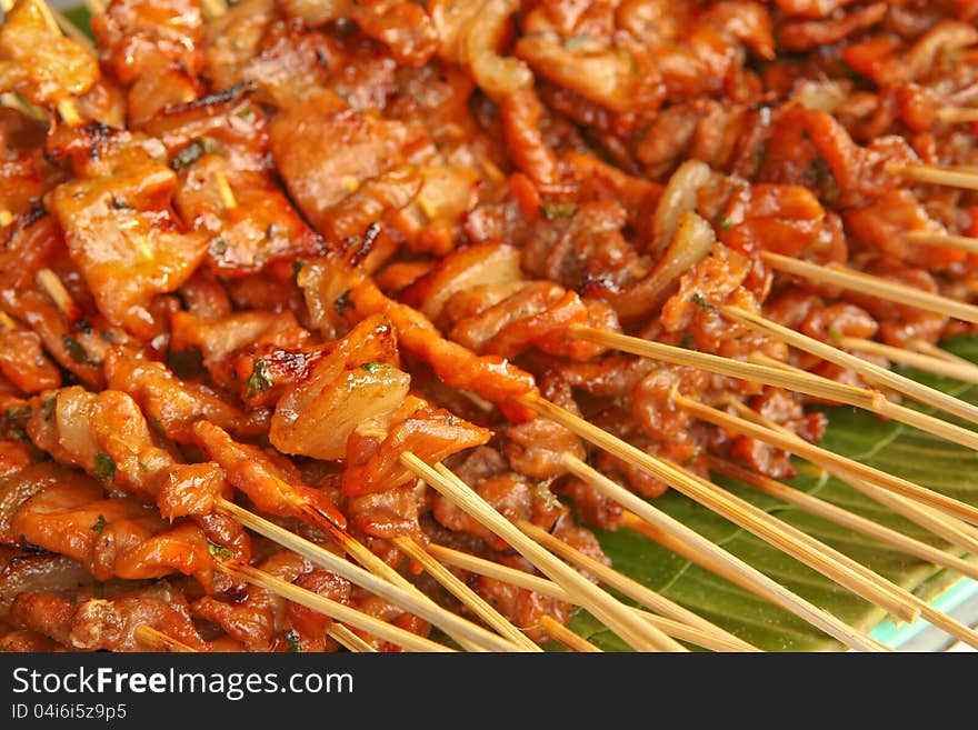 Traditional Thai style grilled pork