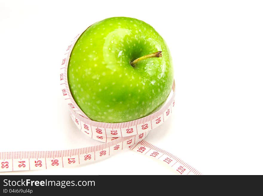 Green apple with measurement