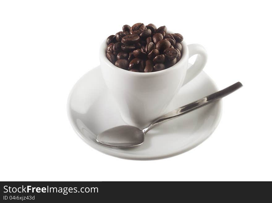 Cup full of coffee beans. Cup full of coffee beans