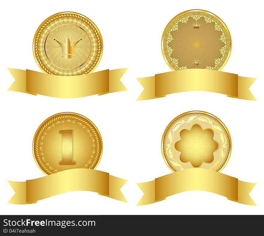 Set of golden vector design elements. Set of golden vector design elements.