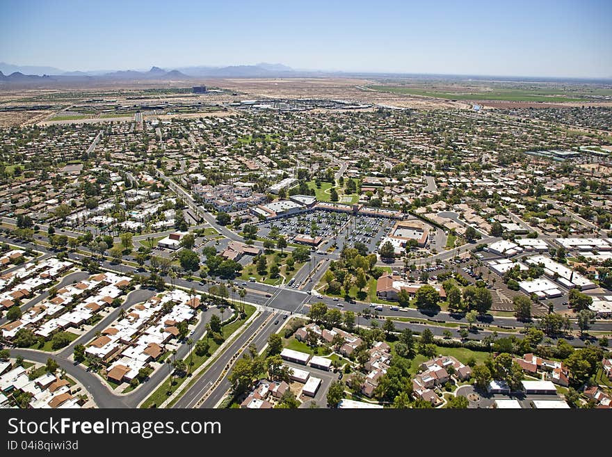 Suburbs of Scottsdale, Arizona meet the Sonoran Desert. Suburbs of Scottsdale, Arizona meet the Sonoran Desert