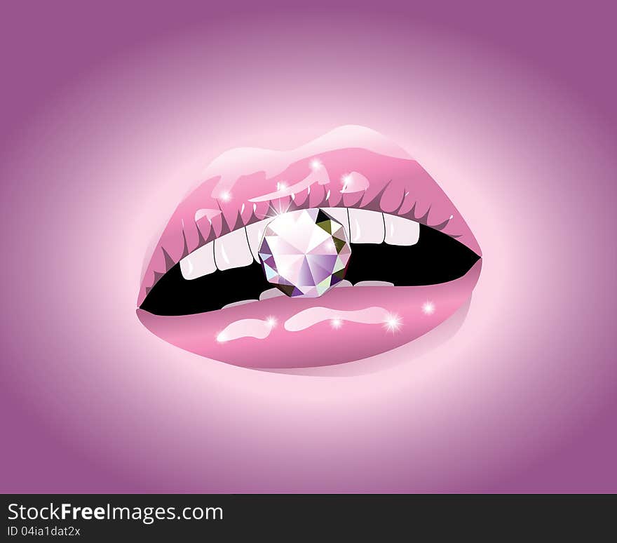 Lips with diamond