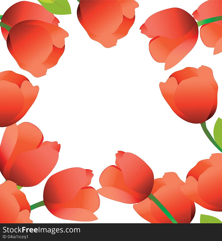 Red tulip flowers forming an abstract border. Red tulip flowers forming an abstract border.