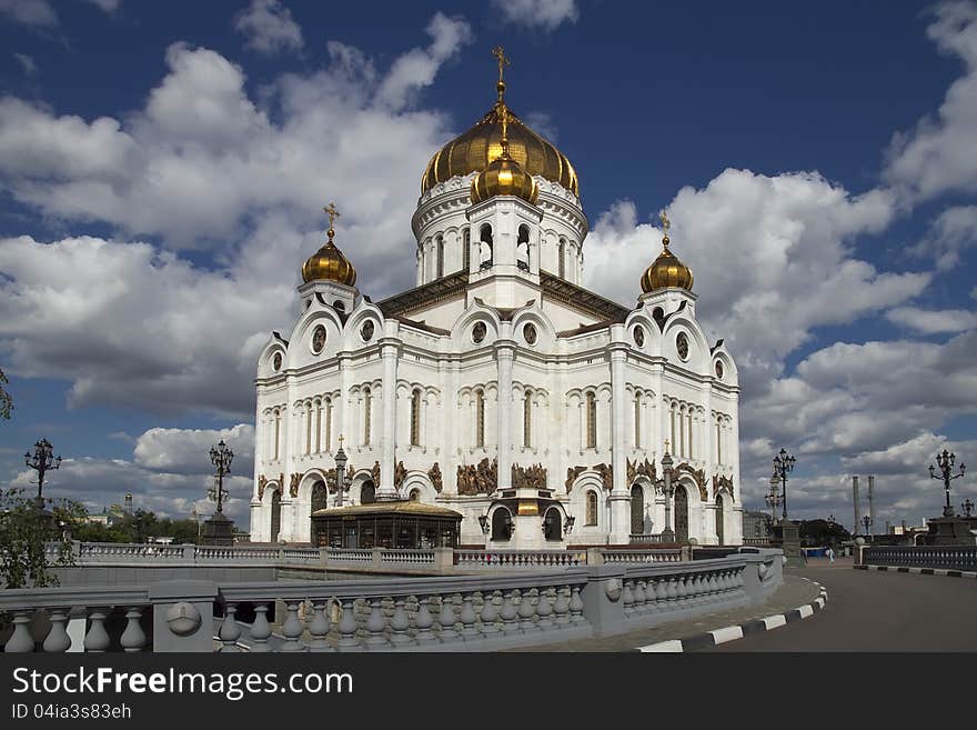 Christ the Savior Cathedral on against cloudy sky