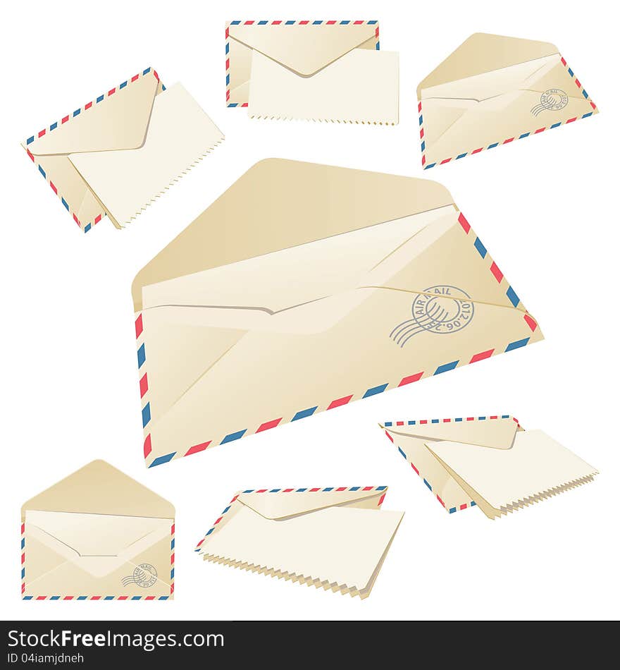 Set of six open Envelopes. Vector Illustration. Set of six open Envelopes. Vector Illustration