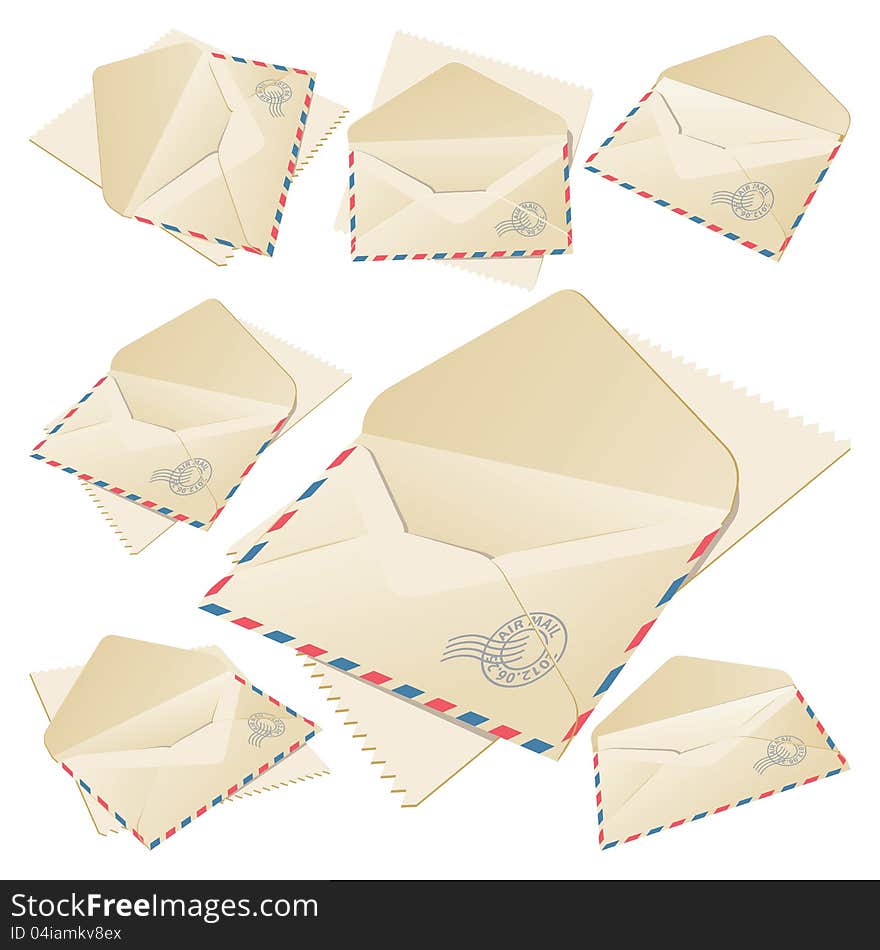 Set of six open Envelopes. Vector Illustration. Set of six open Envelopes. Vector Illustration