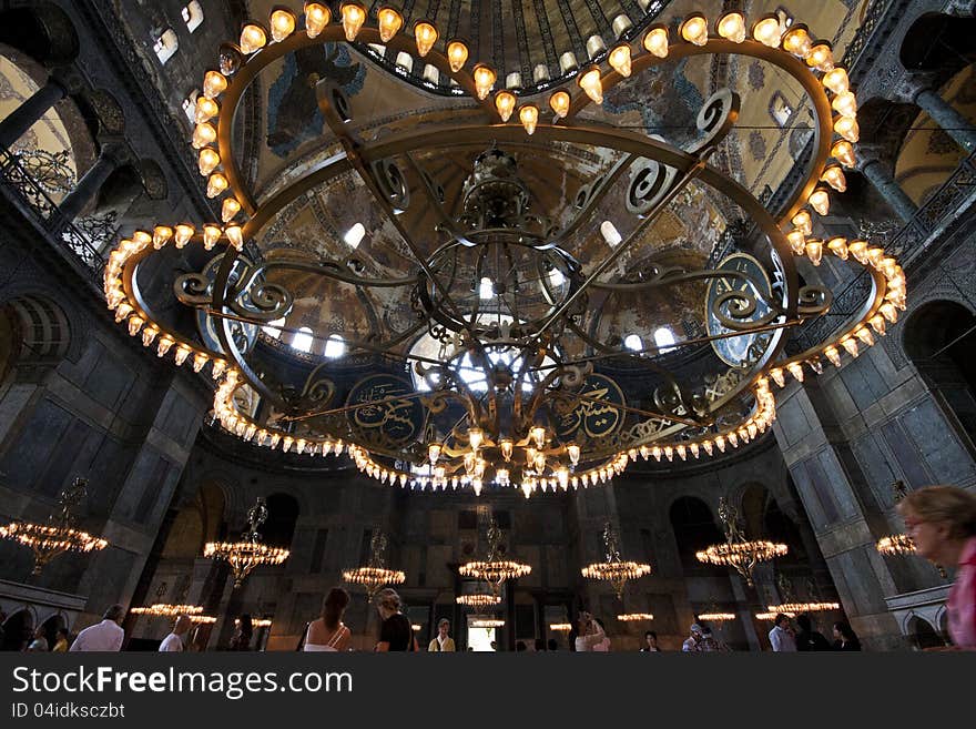 Detail of the dome of Hagia Sophia in Istanbul