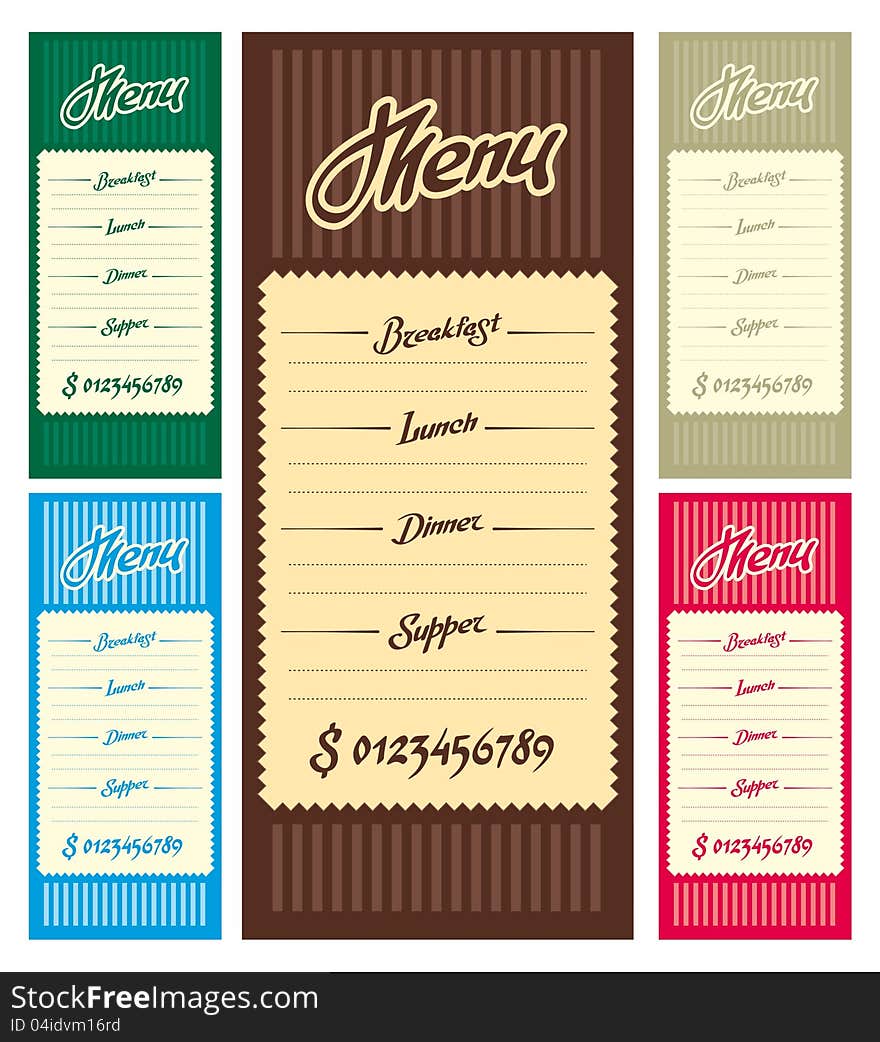 The menu in the old style, hand-written. The menu in the old style, hand-written