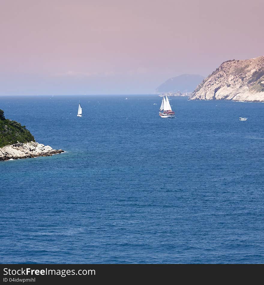 Boats sailing between the coasts of Croatia. Boats sailing between the coasts of Croatia