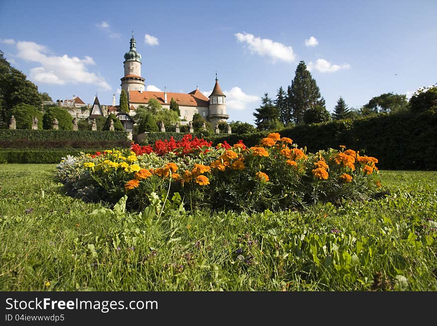 Ornamental flowers blooming in the castle garden. Ornamental flowers blooming in the castle garden