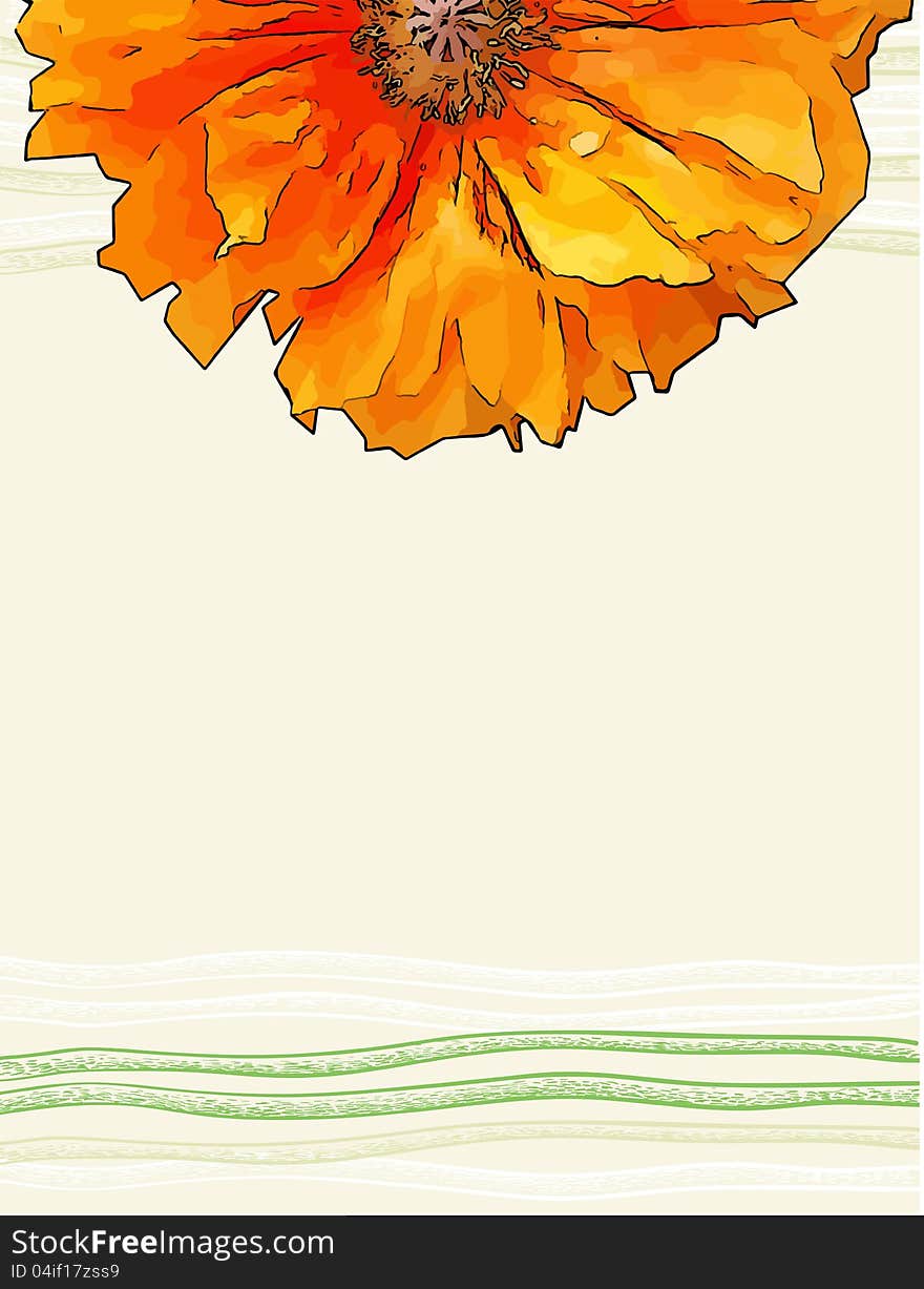 Vector Background With Red Poppy Flower