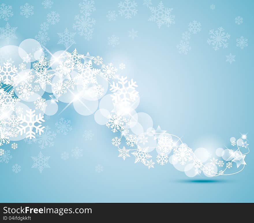 Winter background with snowflakes swirling