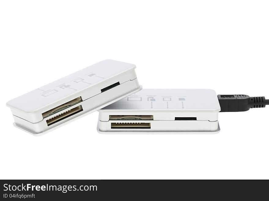 Memory card reader on a white background