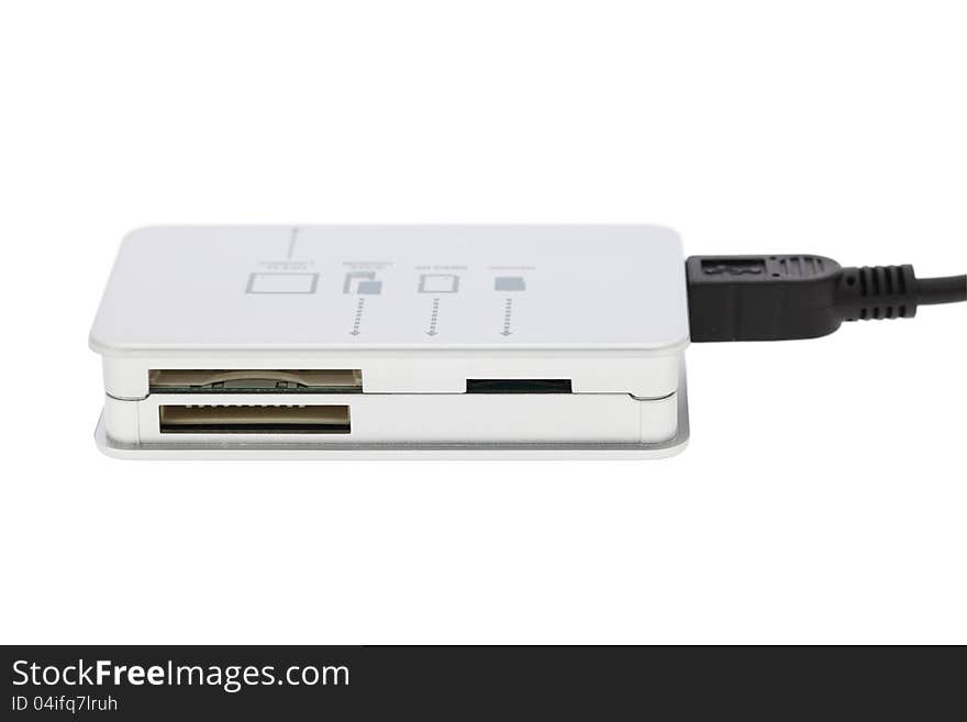 Memory card reader on a white background. Memory card reader on a white background