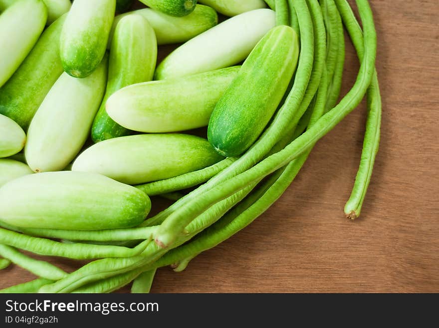 Cucumbers, Green beans