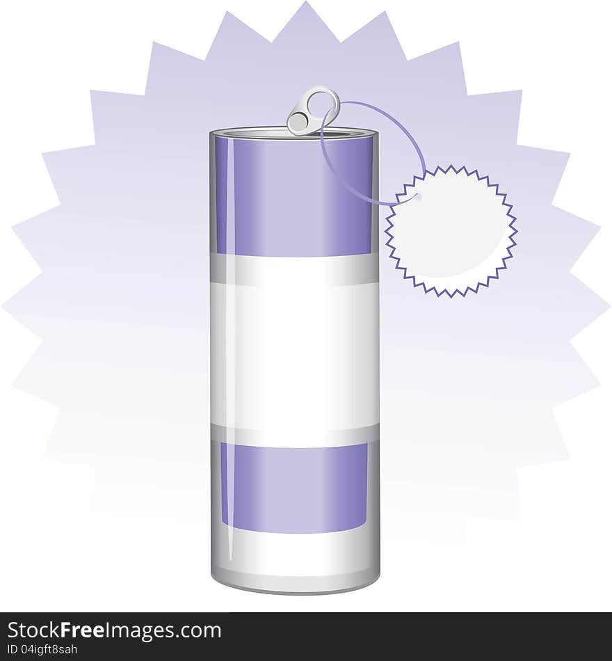 Drink can with tag. Illustration