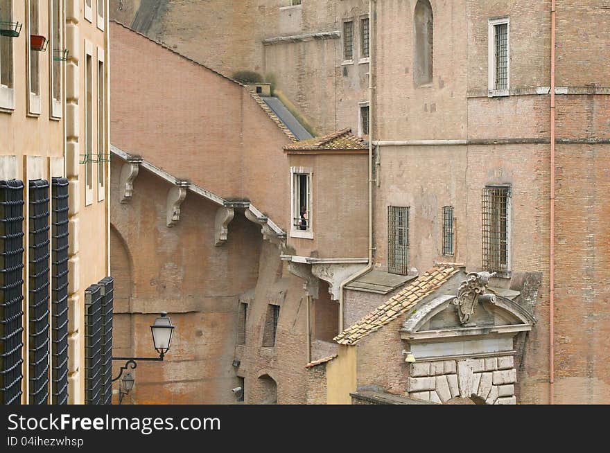 Brick walls of an ancient building in Vatican city. Brick walls of an ancient building in Vatican city