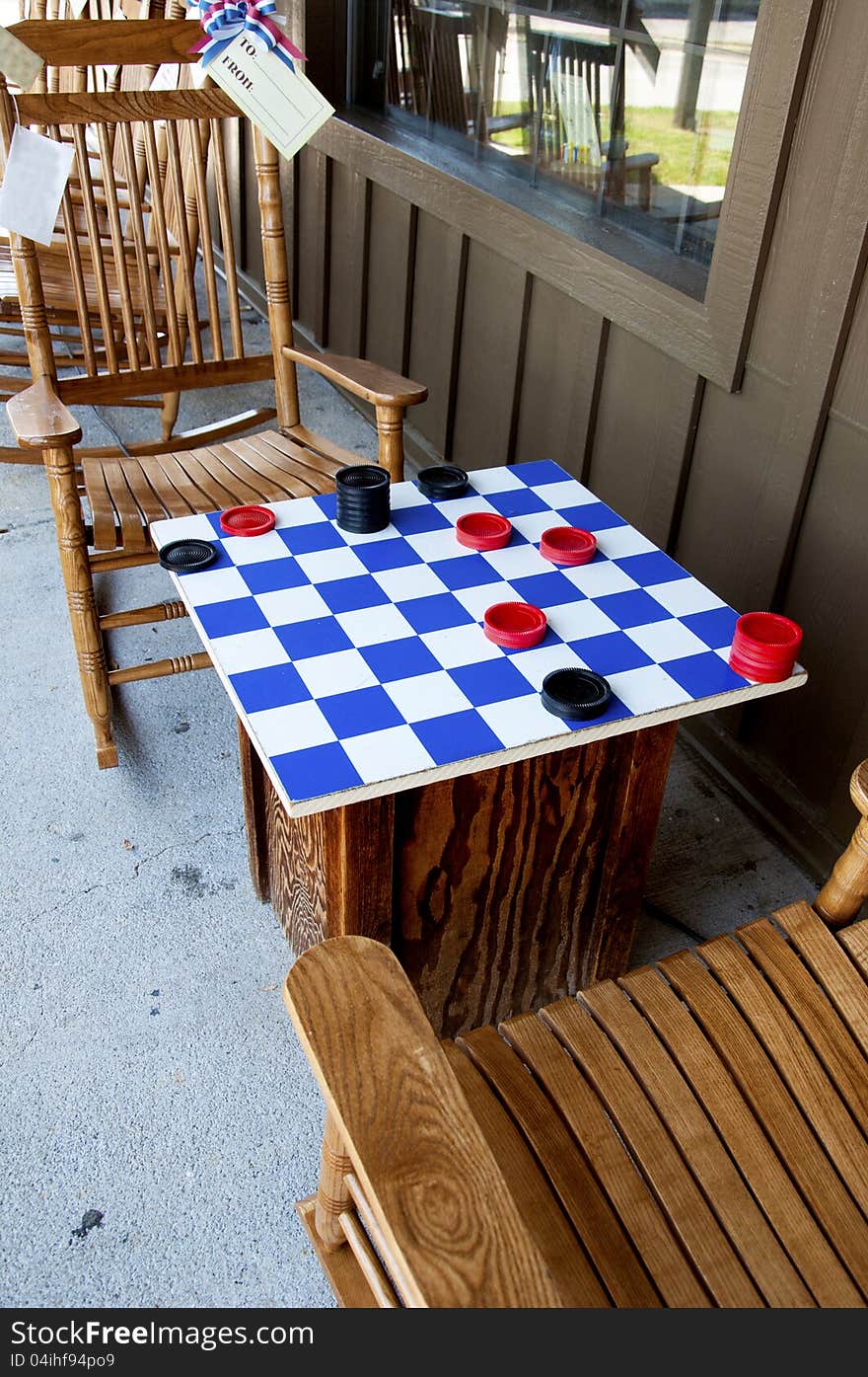 Rocking chairs and checkerboard. Rocking chairs and checkerboard.