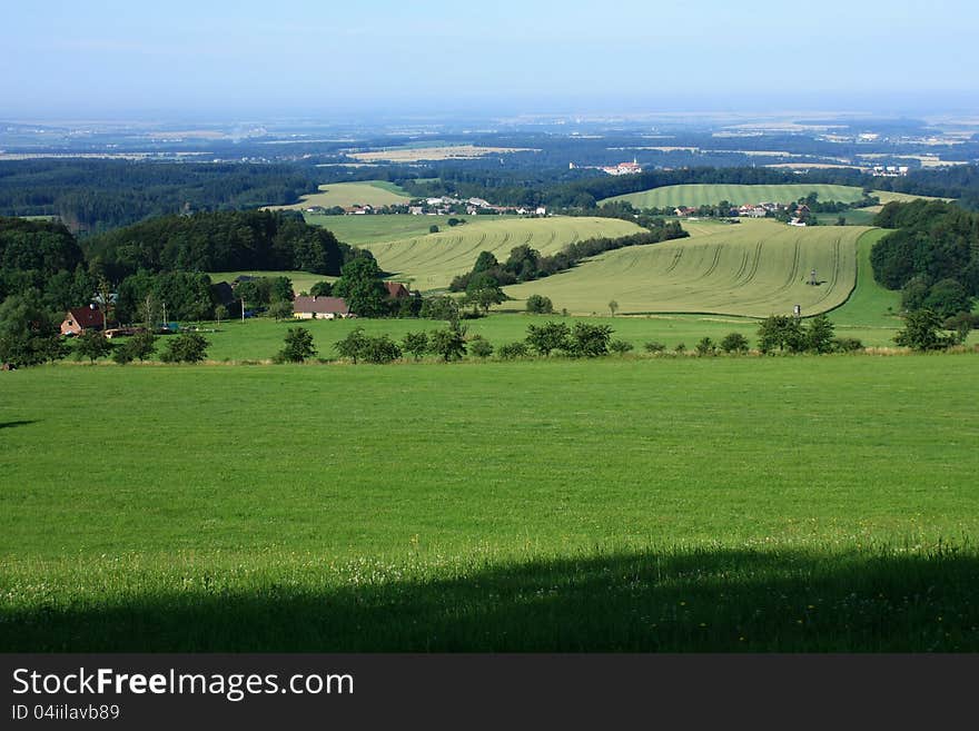 Agricultural landscape of colorful fields