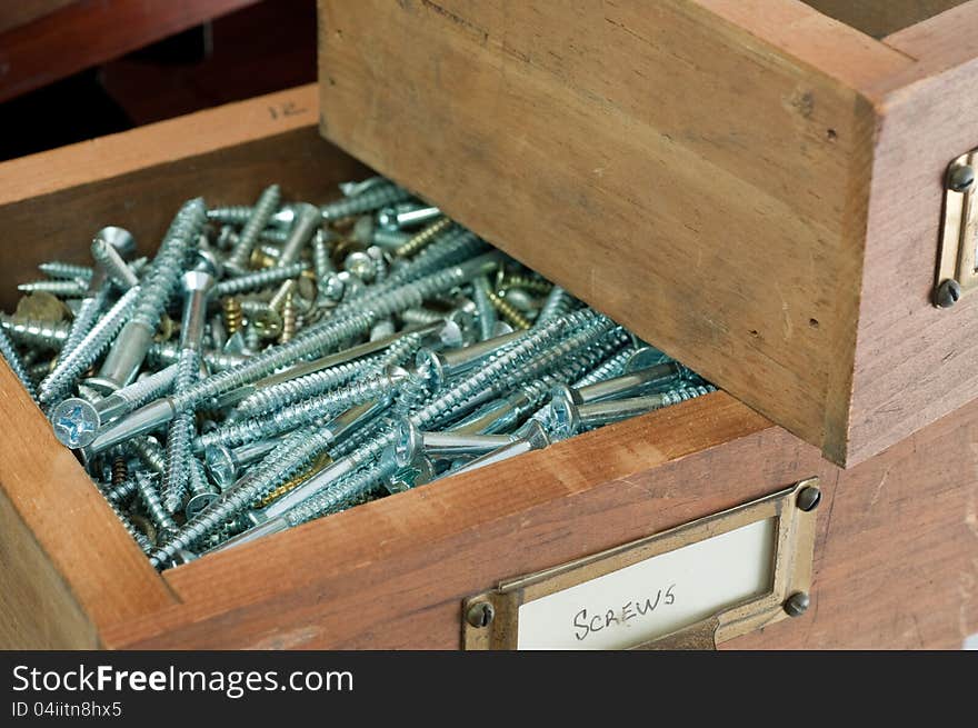 Antique Box of Screws