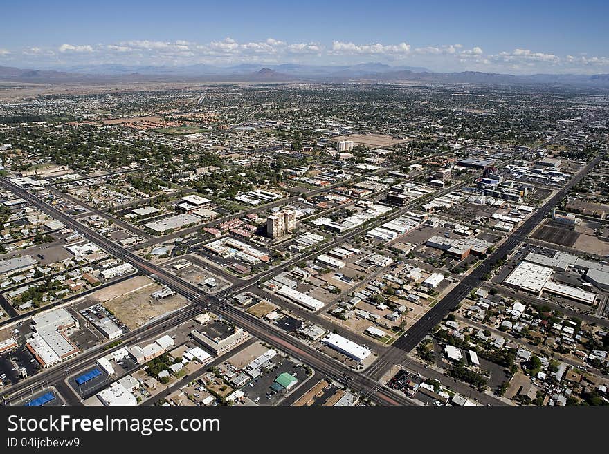 Aerial view of downtown Mesa, Arizona