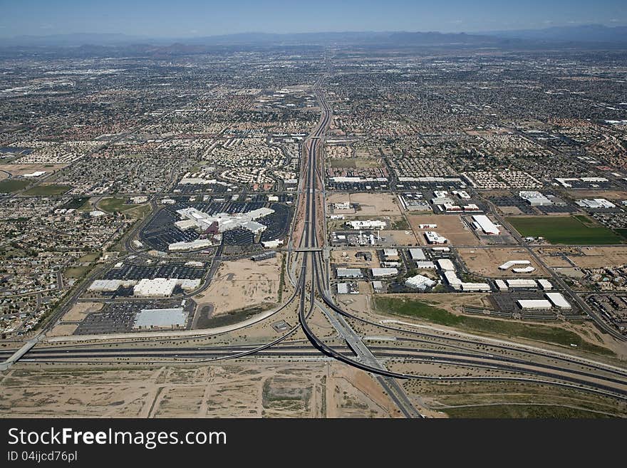 Loop 202 and the 101 interchange in Chandler, Arizona. Loop 202 and the 101 interchange in Chandler, Arizona