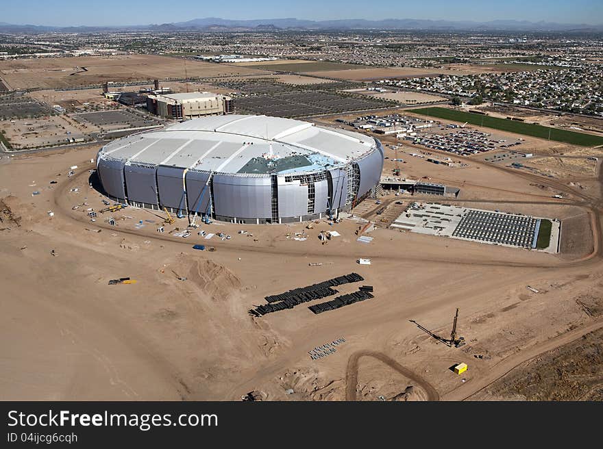 Construction of major sports facility in Glendale, Arizona. Construction of major sports facility in Glendale, Arizona