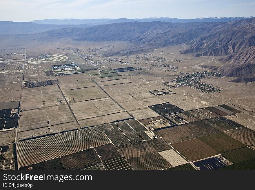 Aerial view of Borrego Springs, California and surrounding area