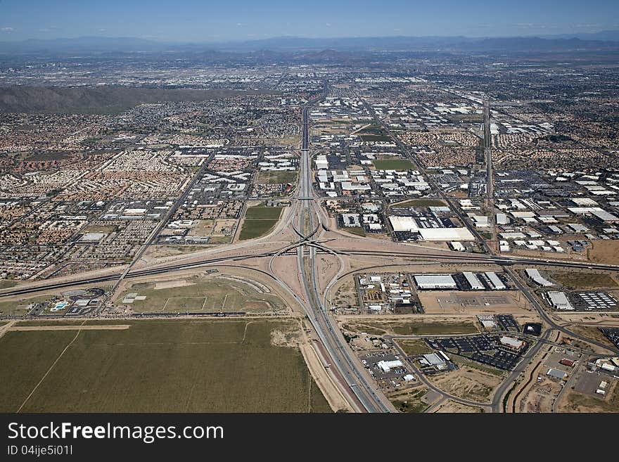 View view of the Loop 202 and Interstate 10 Interchange near Phoenix. View view of the Loop 202 and Interstate 10 Interchange near Phoenix