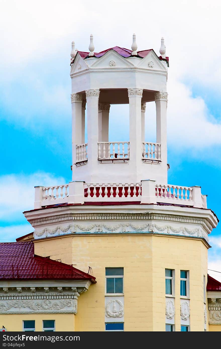 The rotunda on the roof of the building in the Soviet era. Smolensk. Russia. The rotunda on the roof of the building in the Soviet era. Smolensk. Russia.