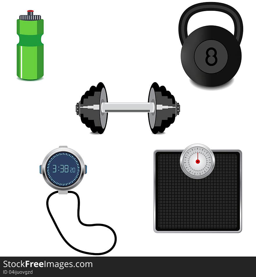 Set of the fitness related icons. Set of the fitness related icons