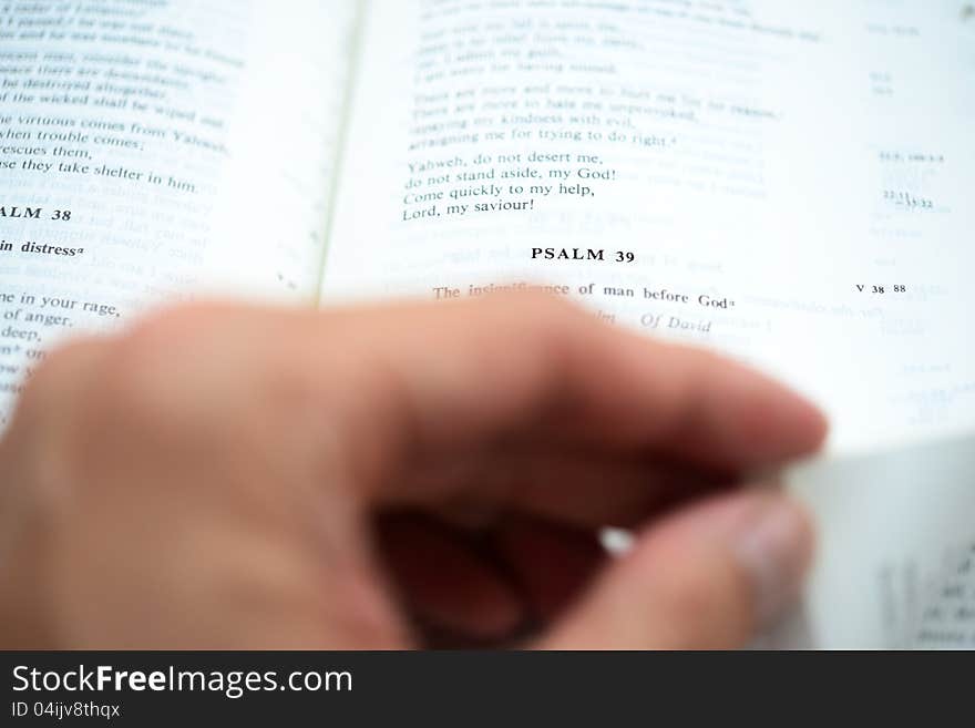 Hand Flipping The Psalm 39 With Shallow DOF