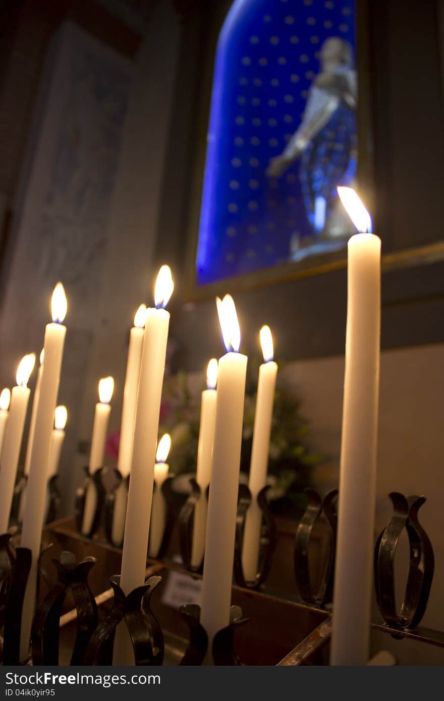 Candles & light in a church. Candles & light in a church