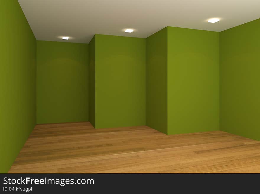 Home interior rendering with empty room color wall and decorated with wooden floors. Home interior rendering with empty room color wall and decorated with wooden floors.