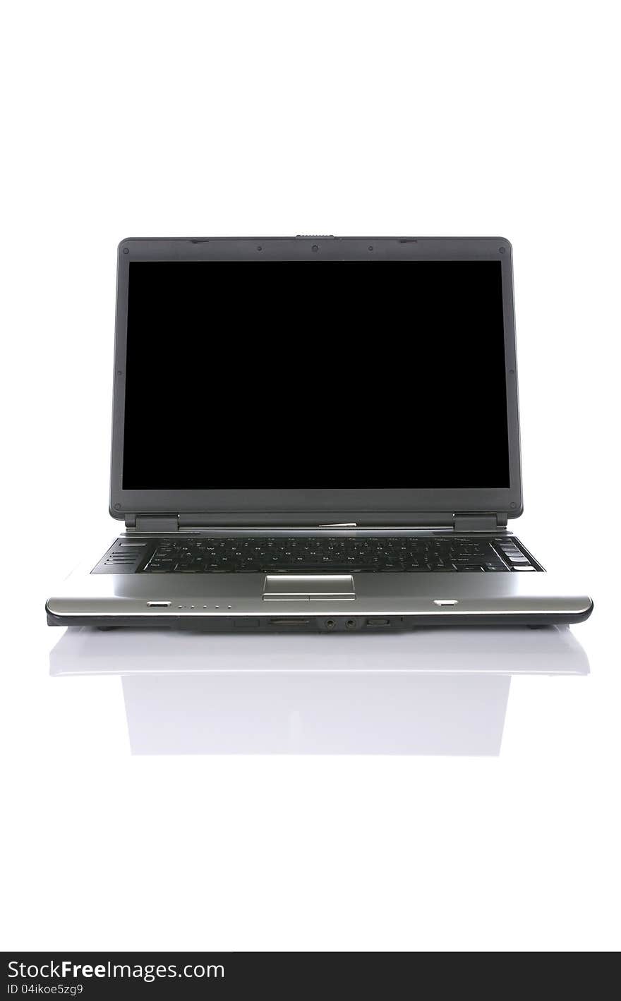 Black laptop isolated over white background. You can put your message on the screen. Black laptop isolated over white background. You can put your message on the screen