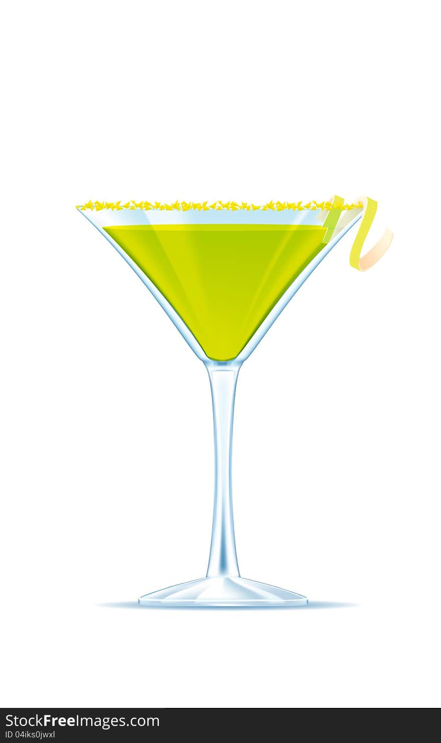 Glass of exotic cocktail on white background