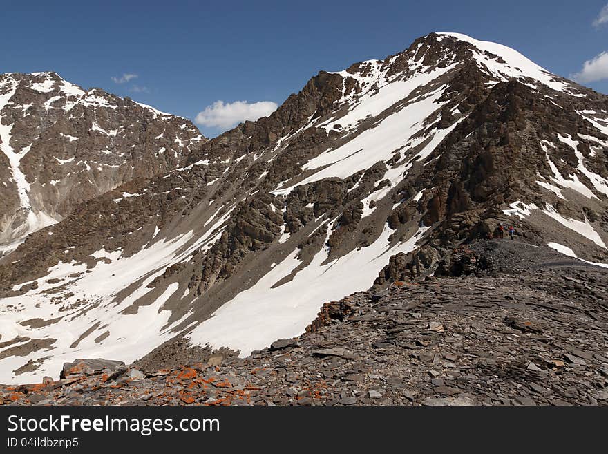 Mountain Valley shot from above the clouds Tien Shan