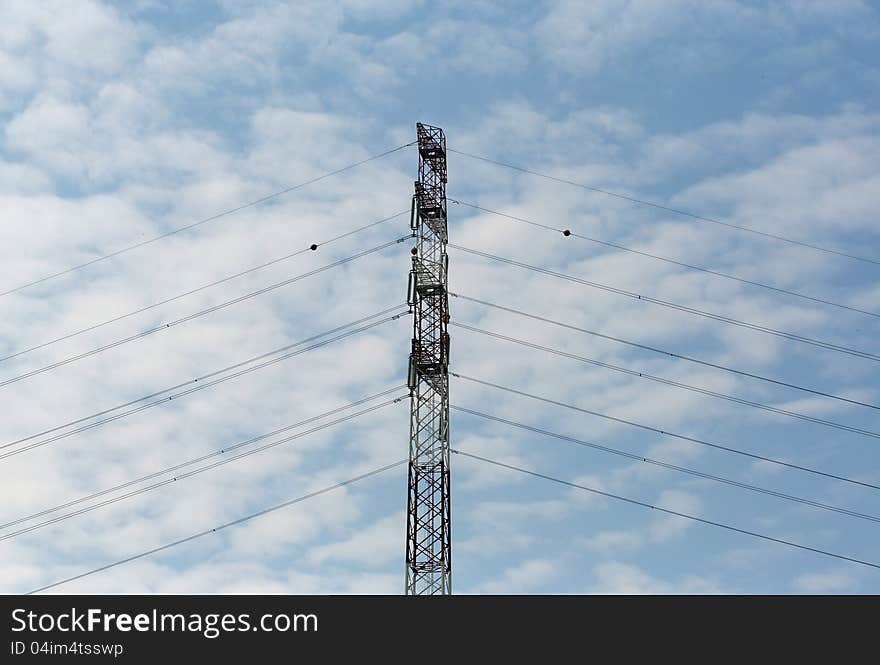 Electric pylon with blue sky