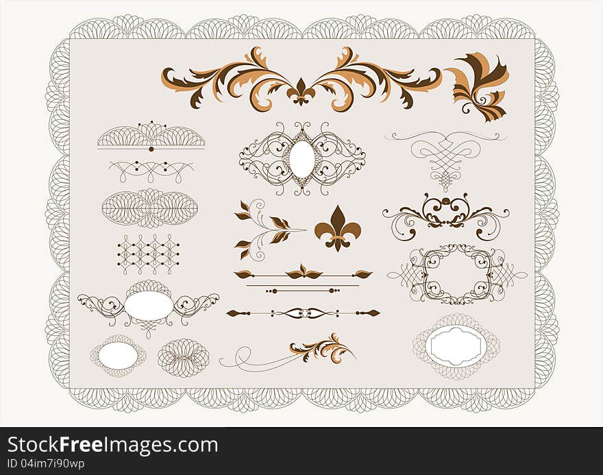 Calligraphic Vector Design Elements Set