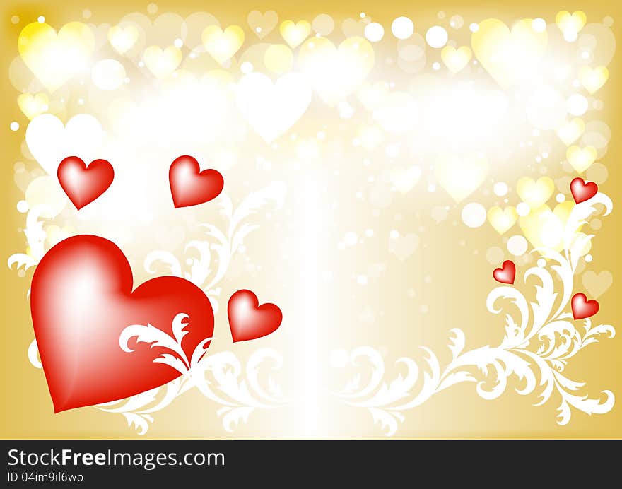 Golden Valentine greeting  card. Valentines  . Golden Valentine greeting  card. Valentines