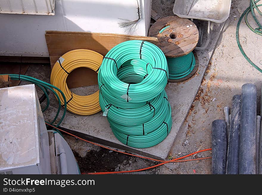 Color Cables On  Construction Site