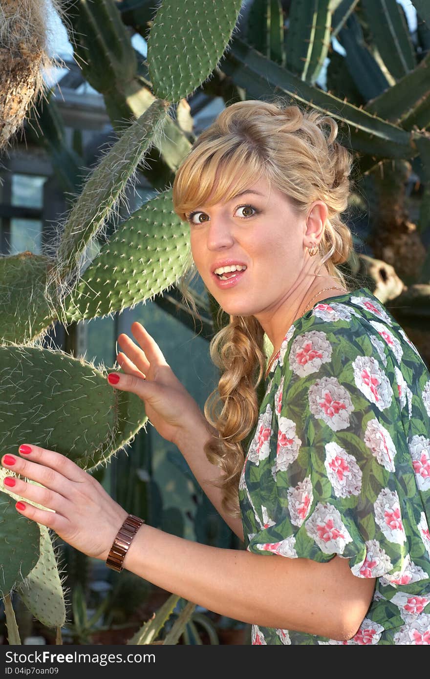 Girl and cactus