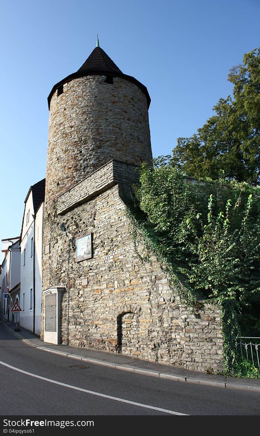 Old stone tower, defensive tower city, watch-tower